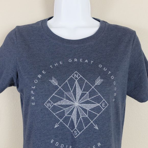 Eddie Bauer Heather Navy Graphic Shirt Size Small - Picture 2 of 6